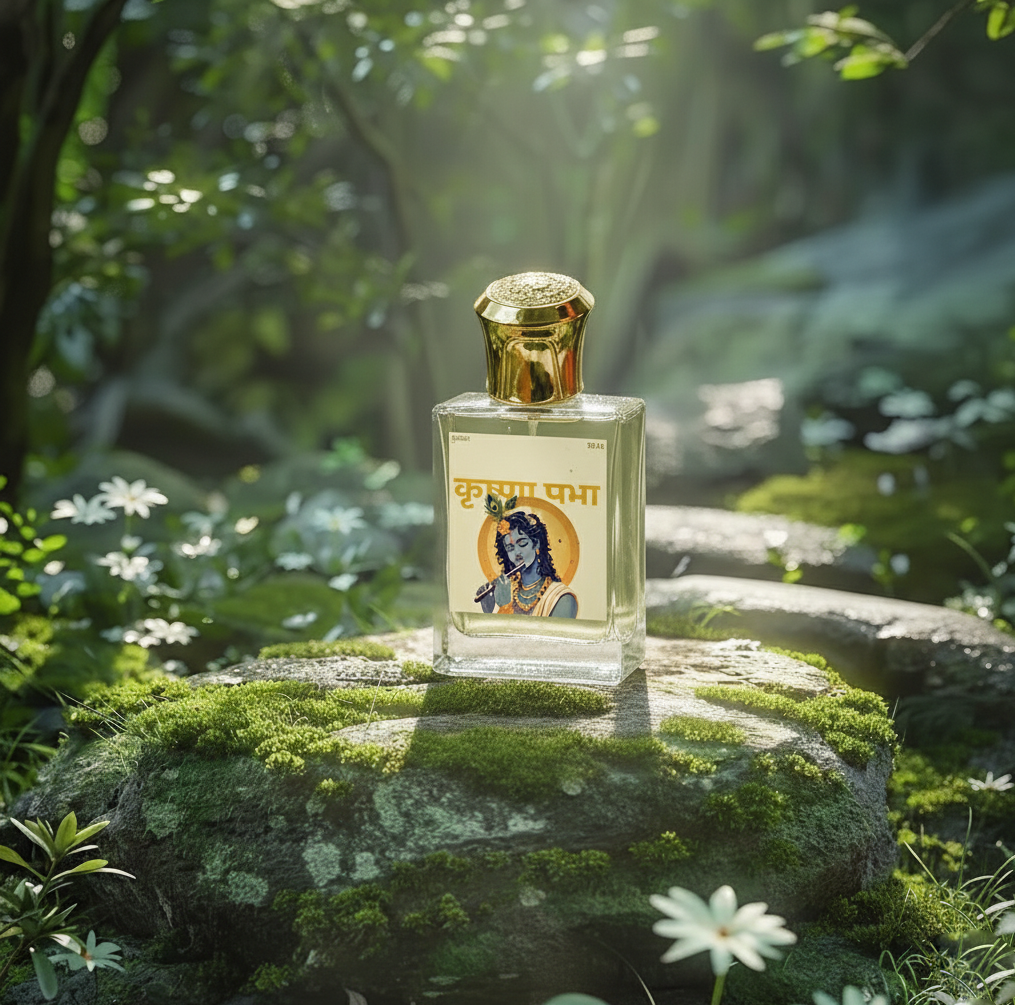 krishnaprabha™ Lord Krishna Inspired Premium Perfume, 50ml, Artisanal Vedic Fragrance with Sandalwood and Floral Notes, Long Lasting Spiritual Scent, Unisex